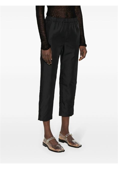 Pantaloni crop con vita elasticizzata in nero - donna COMME DES GARCONS COMME DES GARCONS | RMP0091